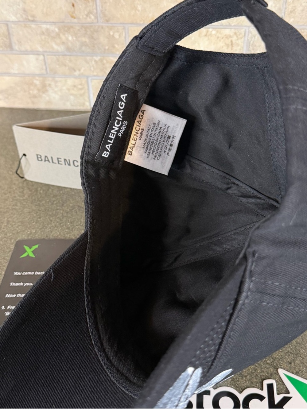 Balenciaga Black Baseball Cap with White Script Logo - Picture 6 of 6